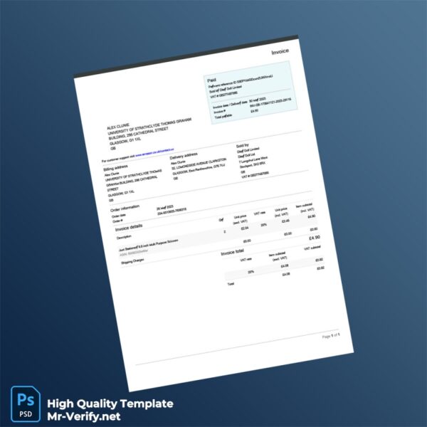 UK Ditzy Doll Limited Invoice Template in Word and PDF formats