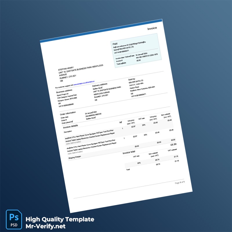 UK EBUYER GATE LTD Invoice Template in Word and PDF formats UK EBUYER GATE LTD Invoice Template in Word and PDF formats