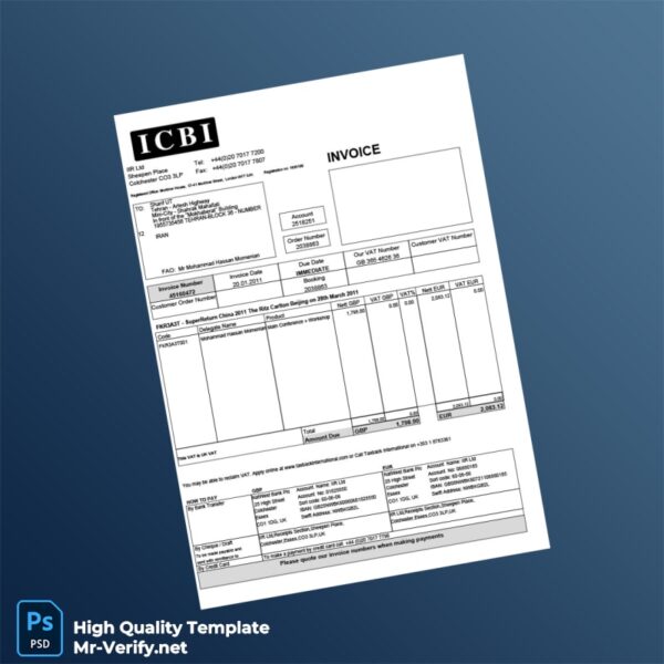 UK IIR Ltd Invoice Template in Word and PDF formats