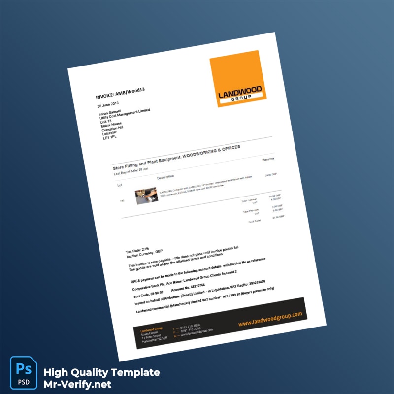 UK Landwood Group Invoice Template in Word and PDF formats UK Landwood Group Invoice Template in Word and PDF formats
