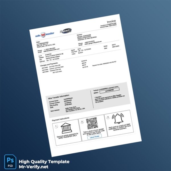 USA Autobidmaster Invoice Template in Word and PDF formats USA Autobidmaster Invoice Template in Word and PDF formats