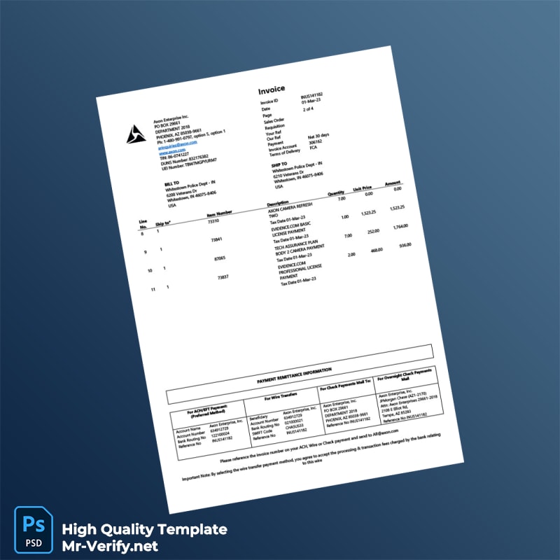 USA Axon Invoice Template in Word and PDF formats page 2 USA Axon Invoice Template in Word and PDF formats page 2
