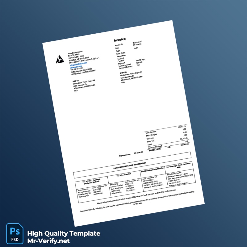 USA Axon Invoice Template in Word and PDF formats page 3 USA Axon Invoice Template in Word and PDF formats page 3