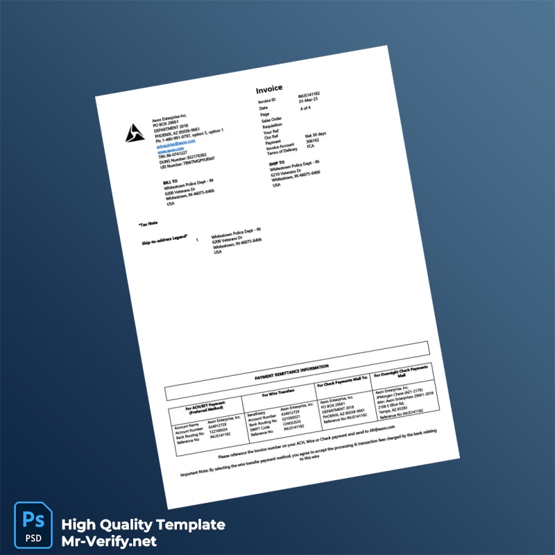 USA Axon Invoice Template in Word and PDF formats page 4 USA Axon Invoice Template in Word and PDF formats page 4