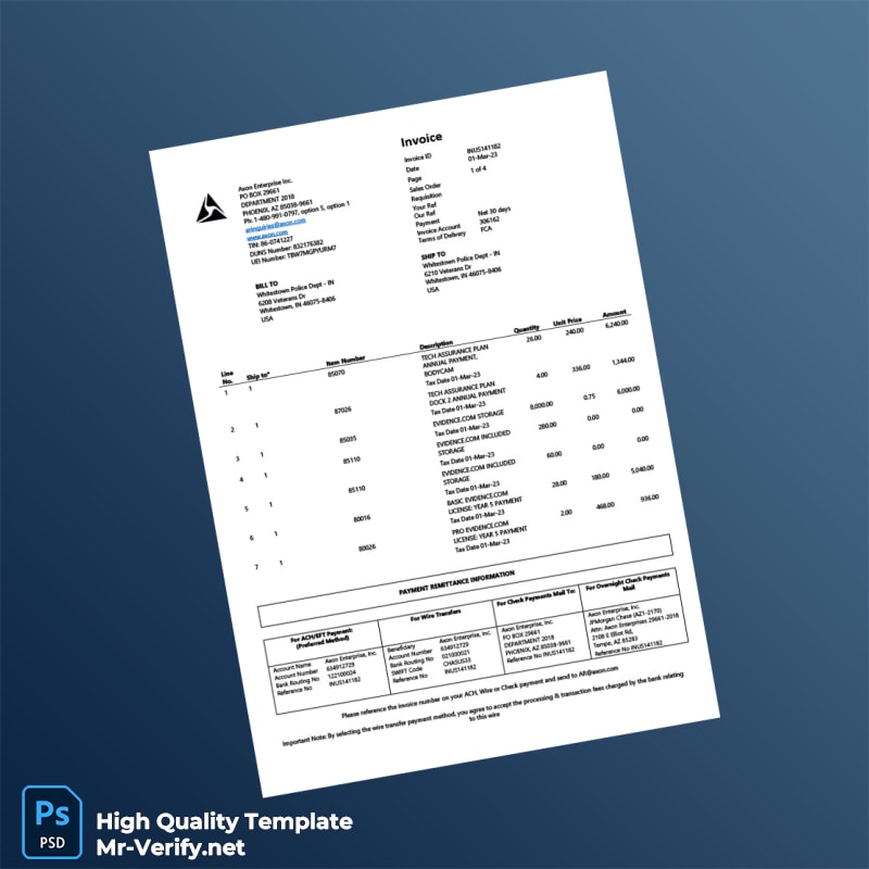 USA Axon Invoice Template in Word and PDF formats USA Axon Invoice Template in Word and PDF formats