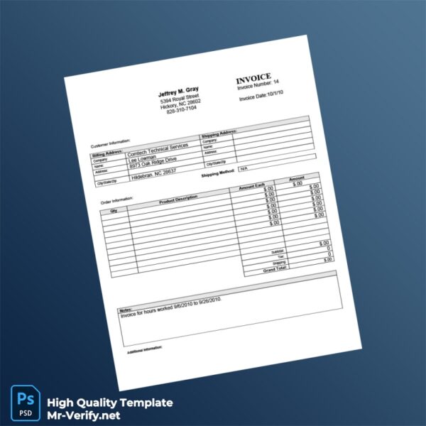 USA Comtech Technical Services Invoice Template in Word and PDF formats