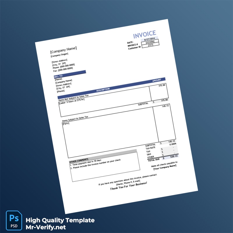 USA Editable Service Invoice Template in Word and PDF formats page 2 USA Editable Service Invoice Template in Word and PDF formats page 2