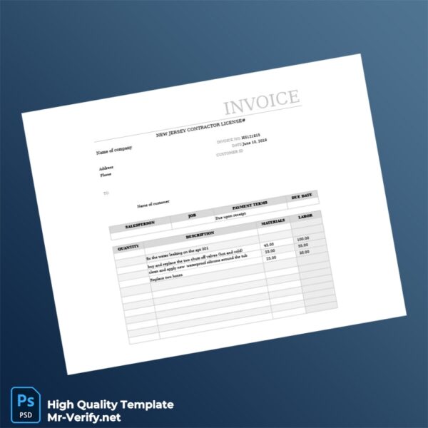 USA Global Home Remodeling LLC Invoice Template in Word and PDF formats