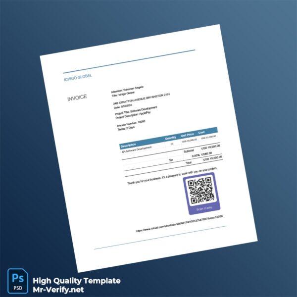 USA Ichigo Global Invoice Template in Word and PDF formats USA Ichigo Global Invoice Template in Word and PDF formats