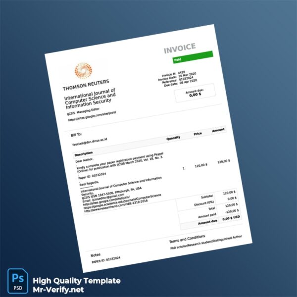 USA International Journal of Computer Science and Information Security Invoice Template in Word and PDF formats USA International Journal of Computer Science and Information Security Invoice Template in Word and PDF formats
