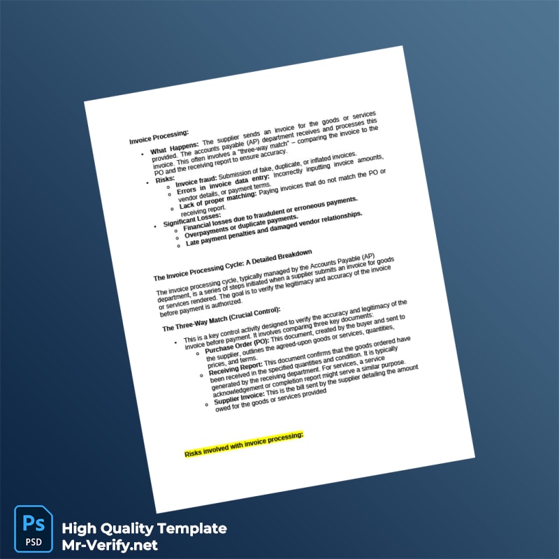 USA Invoice Processing Template in Word and PDF formats USA Invoice Processing Template in Word and PDF formats
