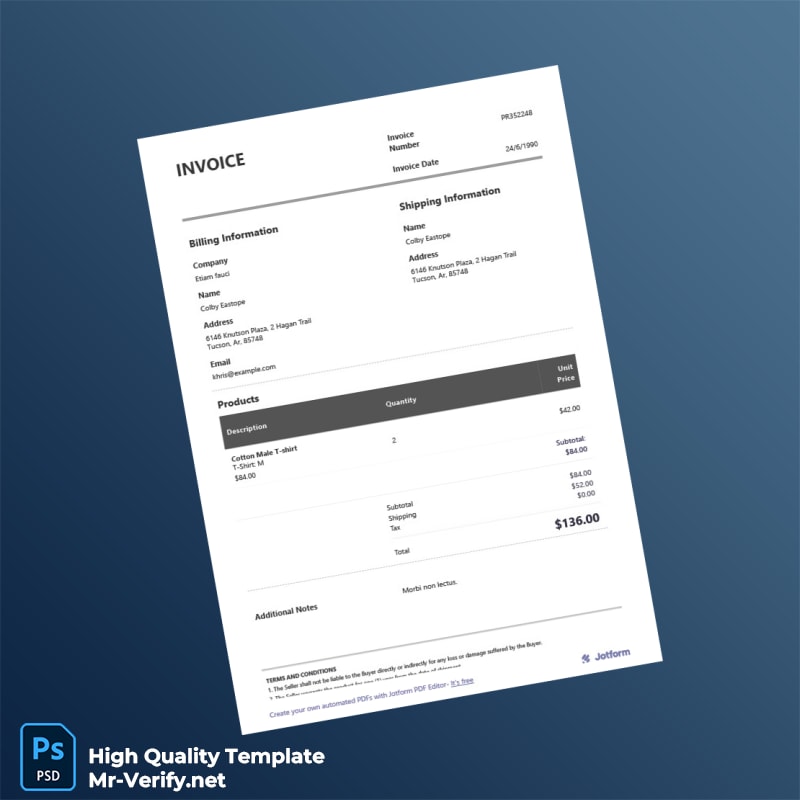 USA Jotform Invoice Template in Word and PDF formats USA Jotform Invoice Template in Word and PDF formats