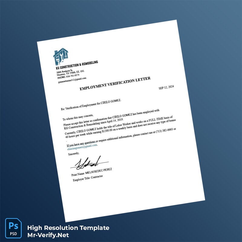 USA%20KG%20Construction%20and%20Remodeling%20Employment%20Verification%20Letter%20Template%20in%20Word%20and%20PDF%20formats Editable USA KG Construction and Remodeling Employment Verification Letter Word and Pdf Template Preview - Mac Doc