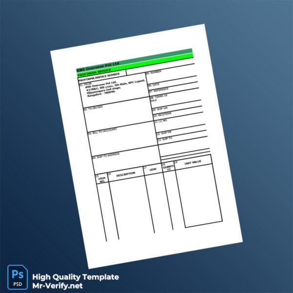 USA KNS Overseas Proforma Invoice Template in Word and PDF formats