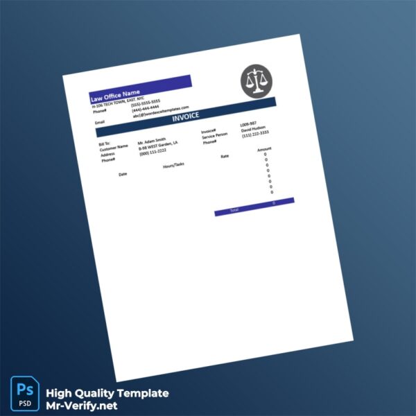 USA Legal Invoice Template in Word and PDF formats