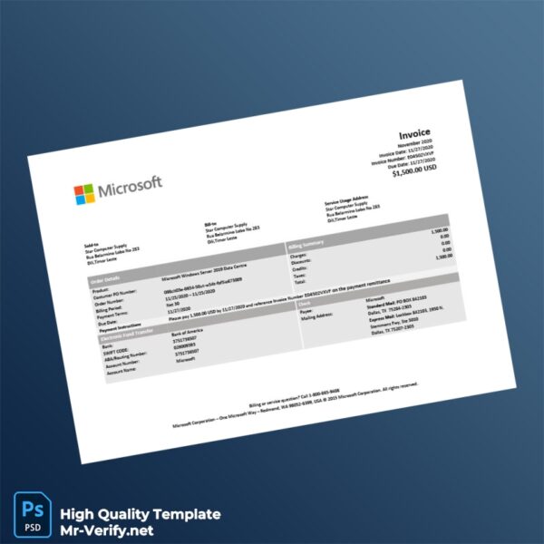 USA Microsoft Invoice Template in Word and PDF formats