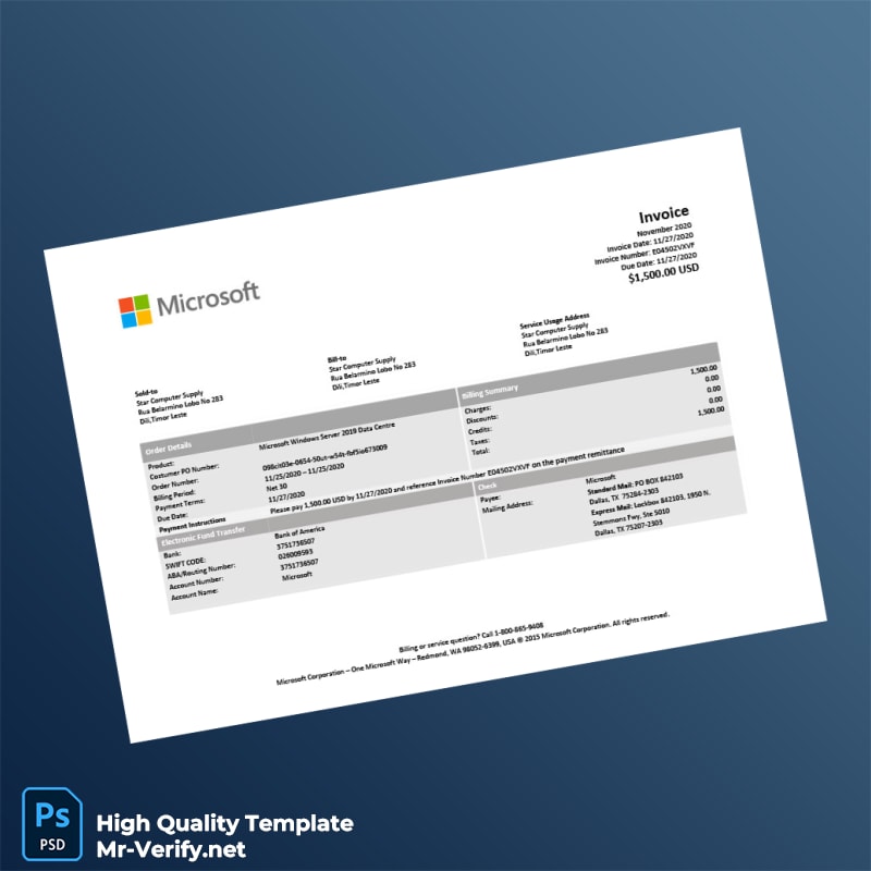USA Microsoft Invoice Template in Word and PDF formats USA Microsoft Invoice Template in Word and PDF formats