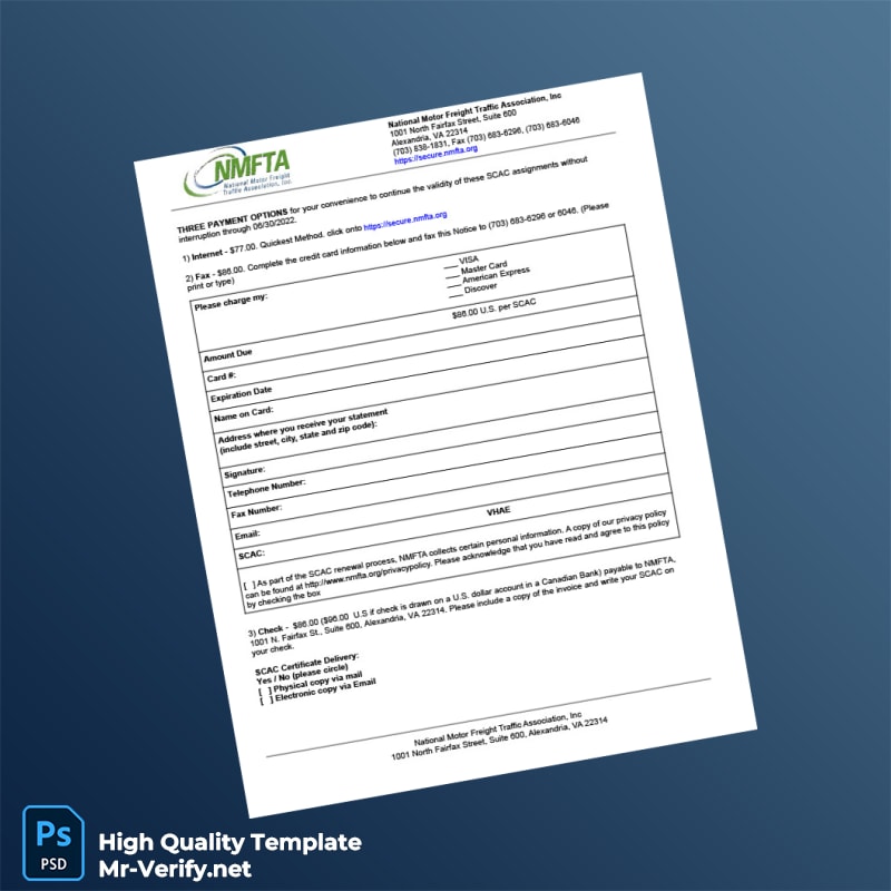 USA National Motor Freight Traffic Association Invoice Template in Word and PDF formats page 2 USA National Motor Freight Traffic Association Invoice Template in Word and PDF formats page 2