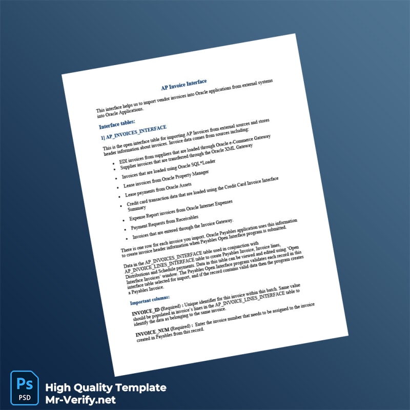 USA Oracle Database Invoice Template in Word and PDF formats USA Oracle Database Invoice Template in Word and PDF formats