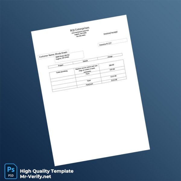 USA RQI Enterprises Invoice Template in Word and PDF formats