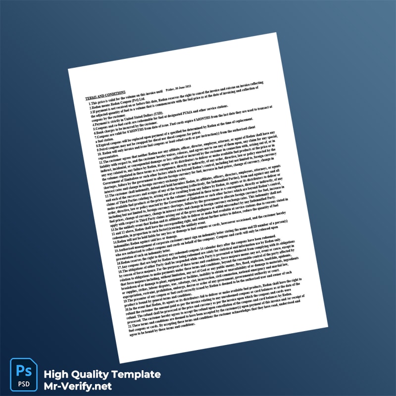 USA Redan Coupon Pvt Ltd Proforma Invoice Template in Word and PDF formats page 2 USA Redan Coupon Pvt Ltd Proforma Invoice Template in Word and PDF formats page 2
