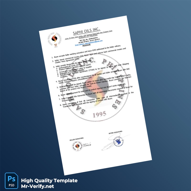 USA Saphi Oils Inc Commercial Invoice Template in Word and PDF formats page 3 USA Saphi Oils Inc Commercial Invoice Template in Word and PDF formats page 3