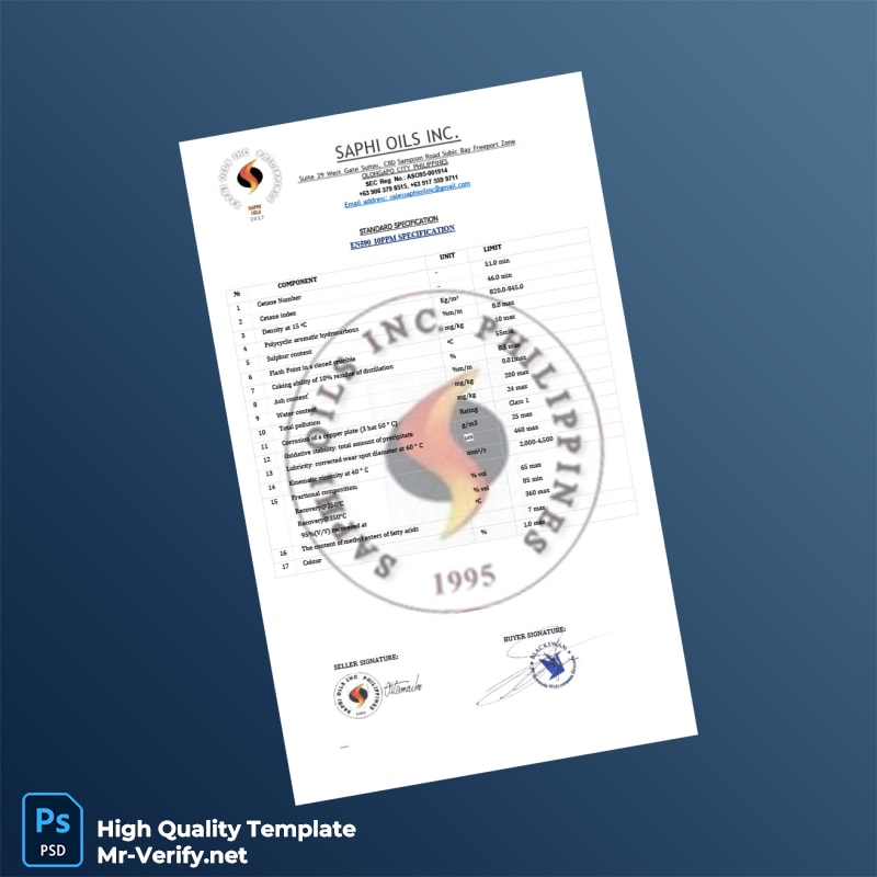USA Saphi Oils Inc Commercial Invoice Template in Word and PDF formats page 4 USA Saphi Oils Inc Commercial Invoice Template in Word and PDF formats page 4