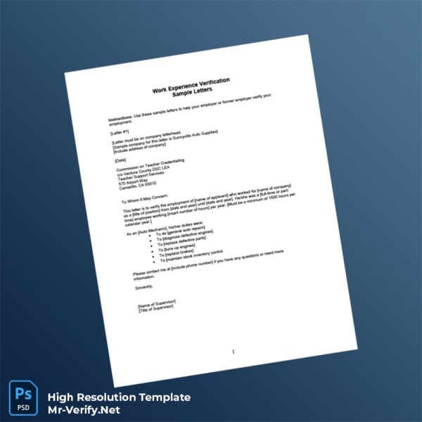 Editable USA Super Computers Employment Verification Letter Word and Pdf Template Preview - Mac Doc