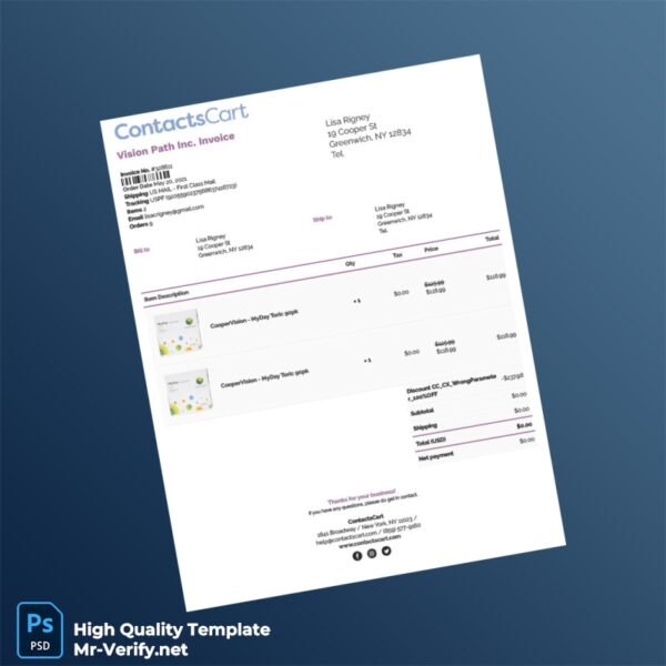 USA Vision Path Inc Invoice Template in Word and PDF formats
