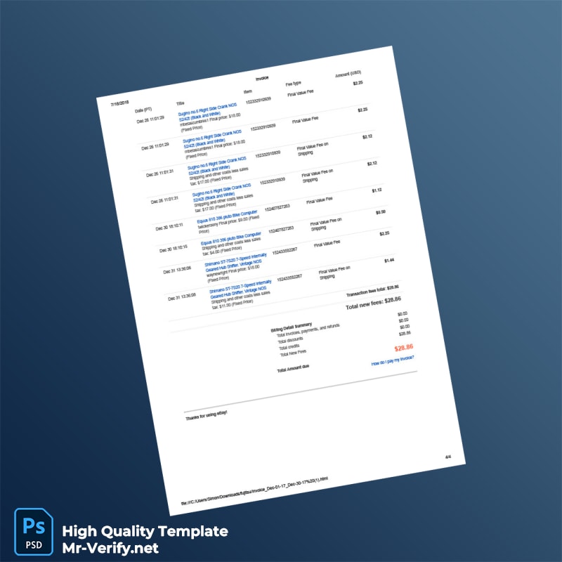 USA eBay Invoice Template in Word and PDF formats page 4 USA eBay Invoice Template in Word and PDF formats page 4