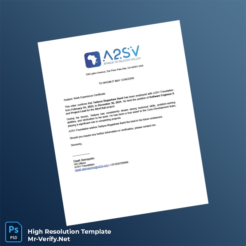 United%20States%20A2SV%20Foundation%20Employment%20Verification%20Letter%20Template%20in%20Word%20and%20PDF%20formats Editable United States A2SV Foundation Employment Verification Letter Word and Pdf Template Preview - Mac Doc