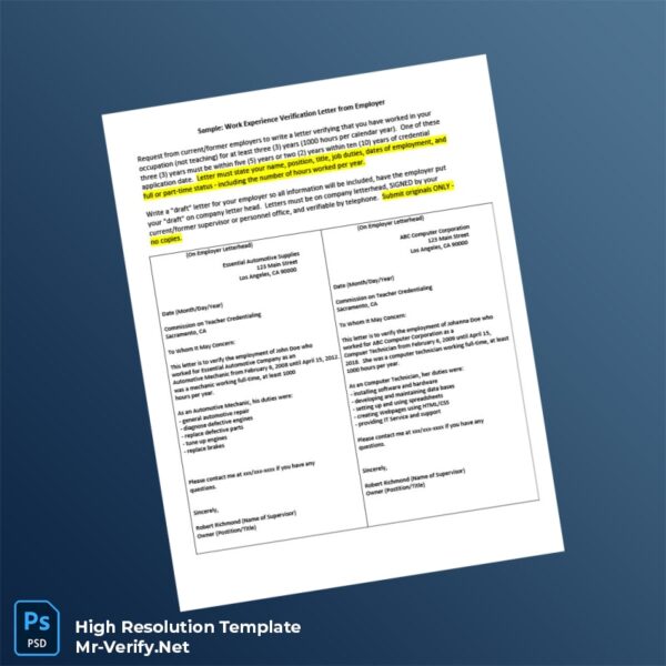 Editable United States ABC Computer Corporation Employment Verification Letter Word and Pdf Template Preview - Mac Doc