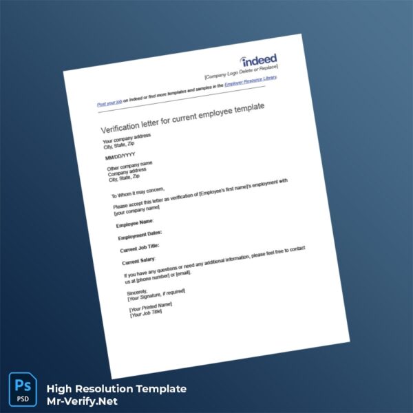 Editable United States ABC Inc Employment Verification Letter Word and Pdf Template Preview - Mac Doc