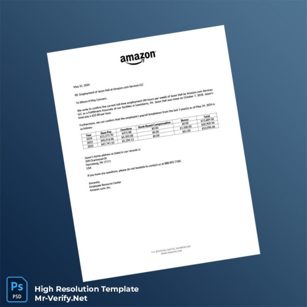 United%20States%20Amazon%20com%20Services%20LLC%20Employment%20Verification%20Letter%20Template%20in%20Word%20and%20PDF%20formats Editable United States Amazon com Services LLC Employment Verification Letter Word and Pdf Template Preview - Mac Doc