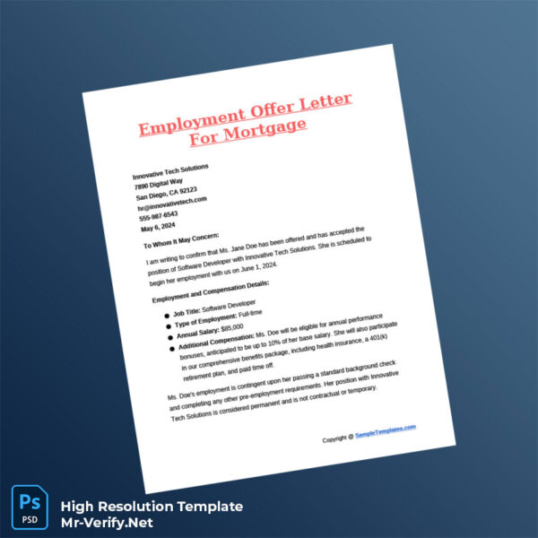 Editable United States Innovative Tech Solutions Employment Offer Letter Word and Pdf Template Preview - Mac Doc