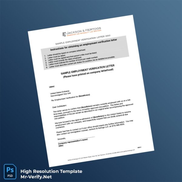 Editable United States Jackson Hertogs LLP Employment Verification Letter Word and Pdf Template Preview - Mac Doc