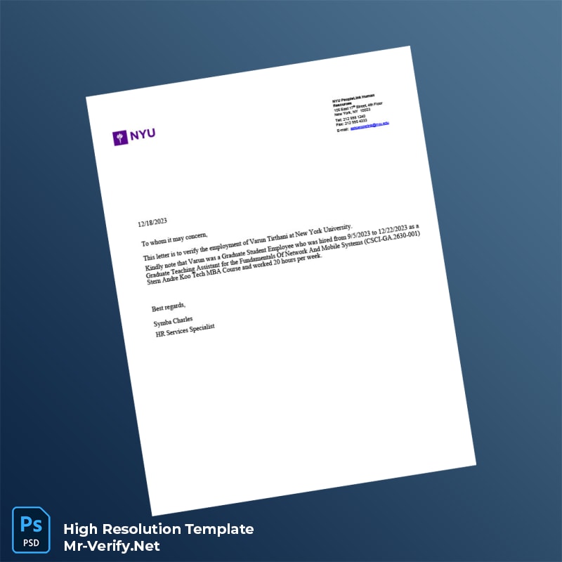 United%20States%20New%20York%20University%20Employment%20Verification%20Letter%20Template%20in%20Word%20and%20PDF%20formats Editable United States New York University Employment Verification Letter Word and Pdf Template Preview - Mac Doc