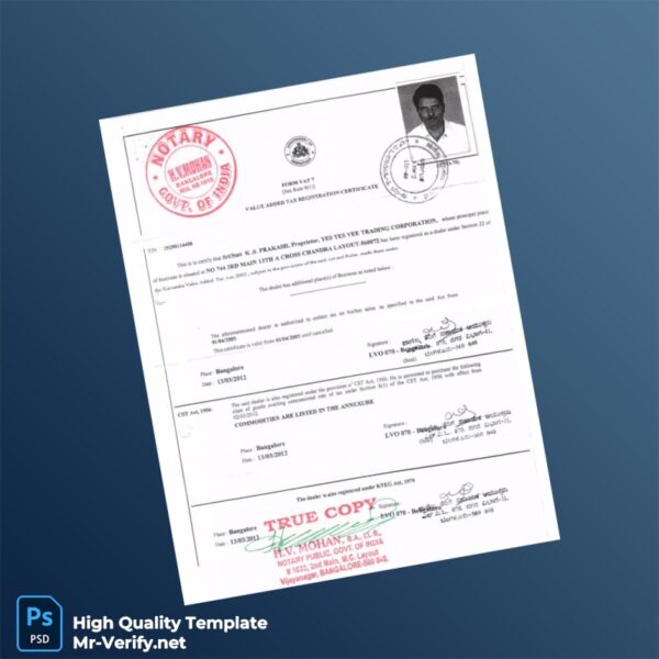 VAT Registration Certificate Template in Word and PDF formats VAT Registration Certificate Template in Word and PDF formats