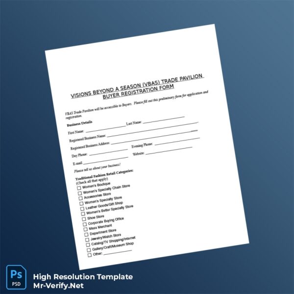 Editable VBAS Buyer Registration Form Word and Pdf Template Preview - Mac Doc