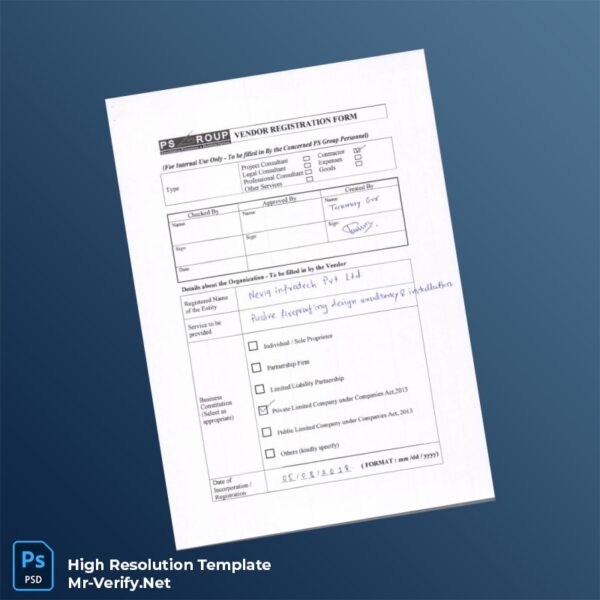 Editable Vendor Registration Form Word and Pdf Template Preview - Mac Doc
