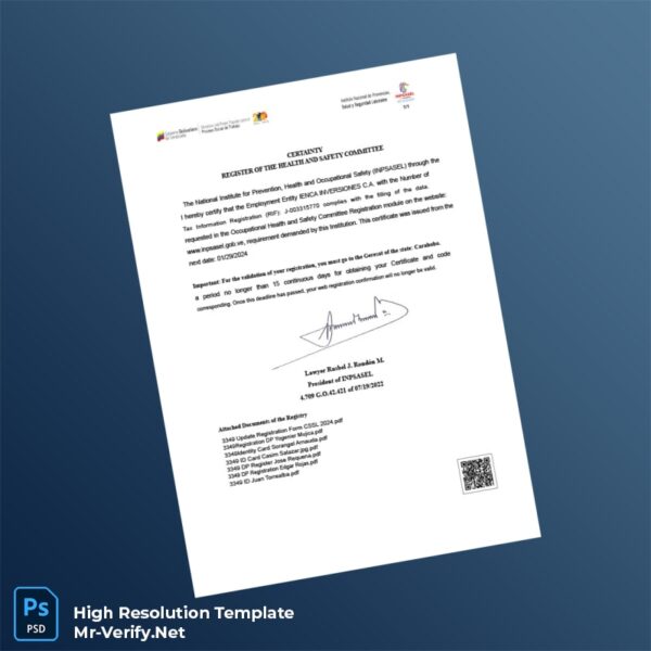 Venezuela%20INPSASEL%20Registration%20Certificate%20Template%20in%20Word%20and%20PDF%20formats Editable Venezuela INPSASEL Registration Certificate Word and Pdf Template Preview