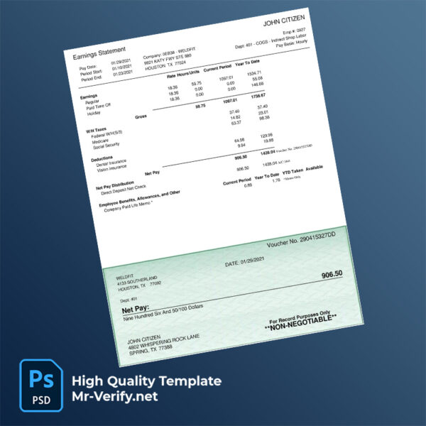 WELDFIT earning statement word and pdf template