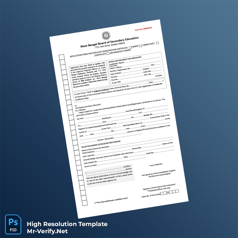 West%20Bengal%20Board%20of%20Secondary%20Education%20Duplicate%20Registration%20Certificate%20Application%20Form%20Template%20in%20Word%20and%20PDF%20formats Editable West Bengal Board of Secondary Education Duplicate Registration Certificate Application Form Word and Pdf Template Preview - Mac Doc