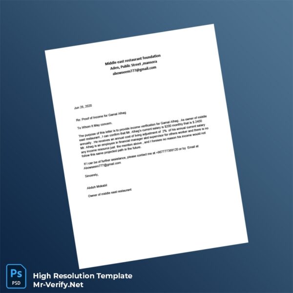 Yemen%20Middle%20East%20Restaurant%20Proof%20of%20Employment%20Letter%20Template%20in%20Word%20and%20PDF%20formats Editable Yemen Middle East Restaurant Proof of Employment Letter Word and Pdf Template Preview - Mac Doc