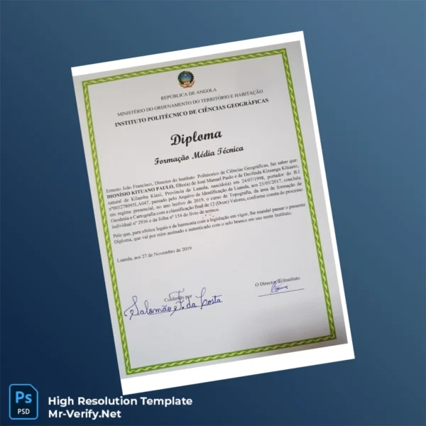 Angola Polytechnic Institute of Geographical Sciences Technical Education Diploma Printable Angola Polytechnic Institute of Geographical Sciences Technical Education Diploma Image Preview - PrintDocs