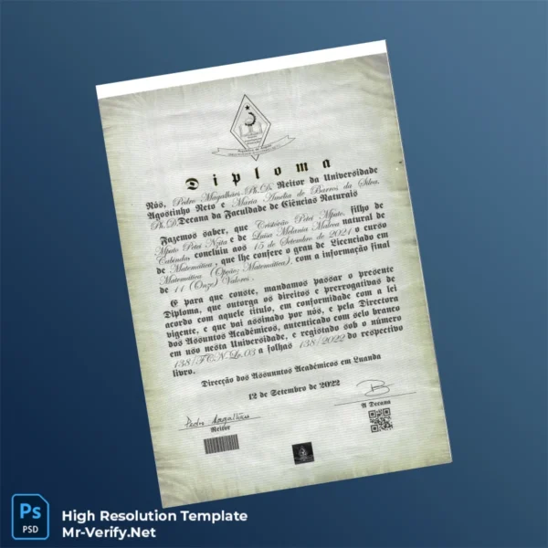 Printable Angola University of Agostinho Neto Bachelor's Degree in Mathematics Template Image Preview - PrintDocs