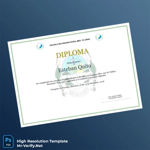 Printable Argentina Escuela Secundaria Rural Med. TIC High School Diploma Image Preview - PrintDocs