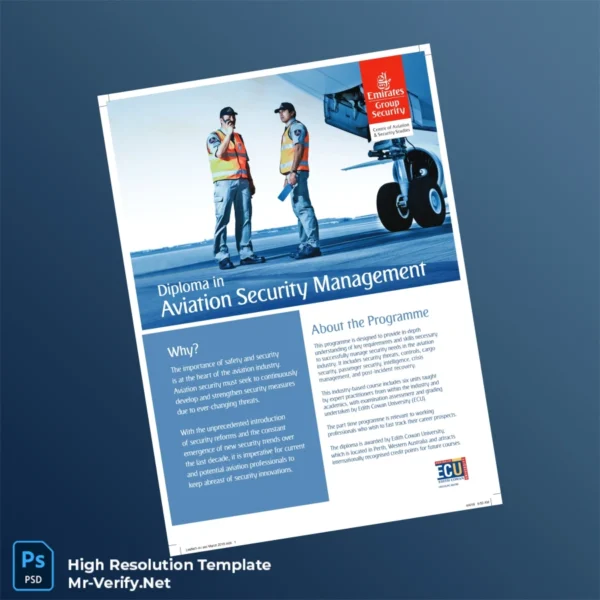 Printable Australia Edith Cowan University Diploma in Aviation Security Management Image Preview - PrintDocs