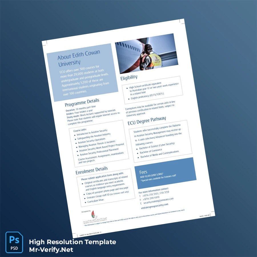Australia Edith Cowan University Diploma in Aviation Security Management-page2 Printable Australia Edith Cowan University Diploma in Aviation Security Management page 2 Image Preview - PrintDocs