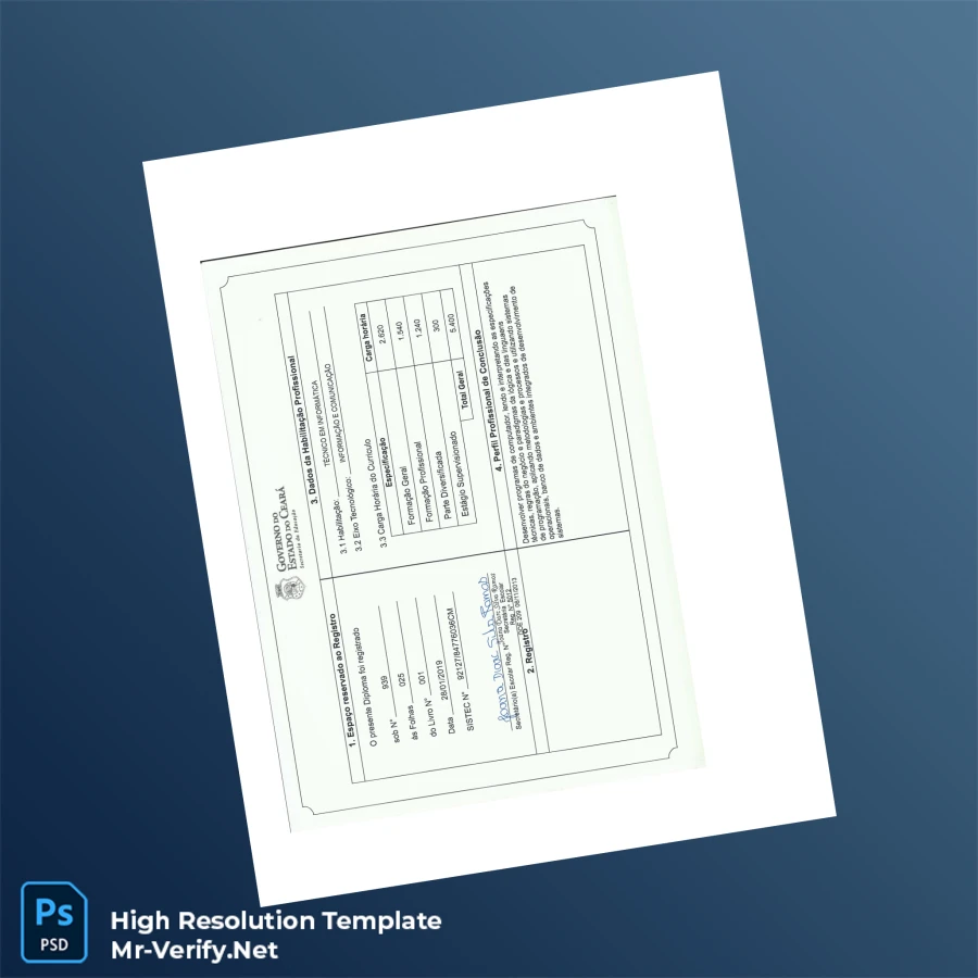 Brazil Bahia Technical High School Diploma in Computer Science-page2 Printable Brazil Bahia Technical High School Diploma in Computer Science page 2 Image Preview - PrintDocs